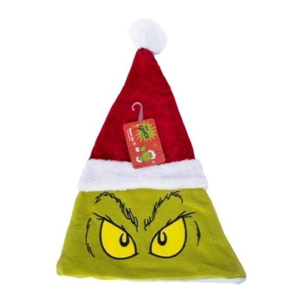 Grinch Santa Hat NEW Christmas Dr. Seuss Green White Ball Top